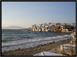 Grecja, Wybrzeżu, Na, Miasto, Mykonos